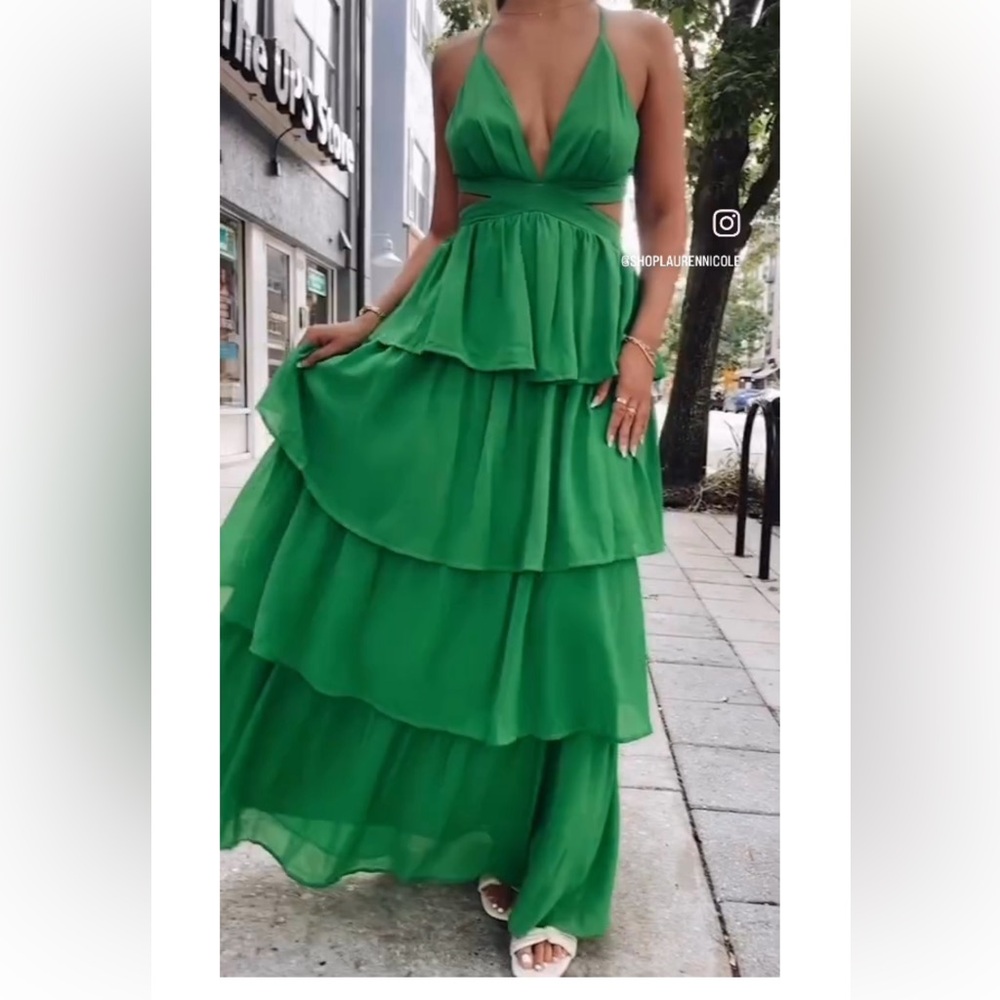 Lauren Nicole - Dress Day Green Tiered Maxi Dress